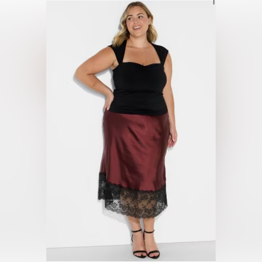 WILD FABLE- Women's Lingerie Slip Midi Skirt